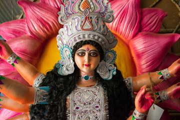  Durga Face During Durga Puja Festival- Goddess Durga - Festival of Woman Worship