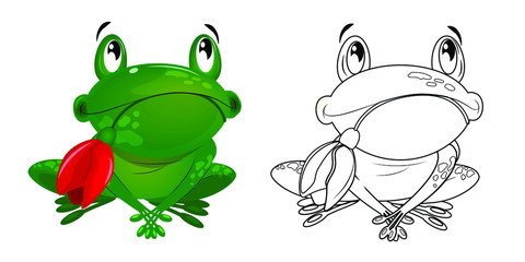 coloring book with cartoon frog for children