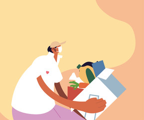 delivery man delivering order to customer