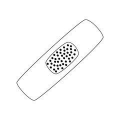 Isolated medical plaster on white background. protect for wound, injury. vector doodle illustration for topics like medicine, health care, treatment.