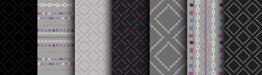 Set grey color modern stripes seamless pattern hand drawn surface design for home.