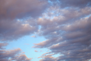 Naklejka na ściany i meble Beautiful cloudy overcast day sky texture. Photo taken in Europe, Latvia.