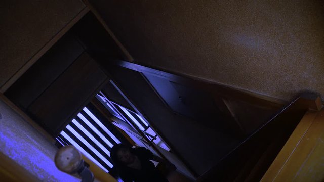 Asian Girl attacked in stairs by ghost in dark night 2