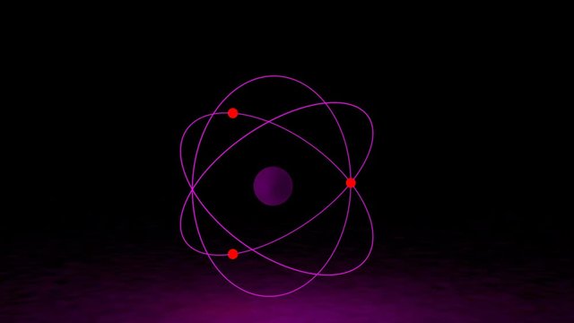 The movement of elementary particles in their orbits around the nucleus. Seamless loop.