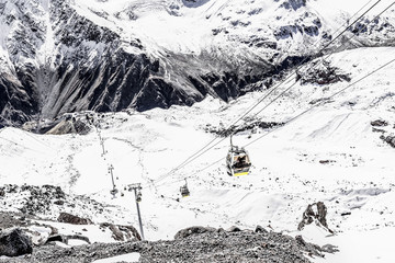 Elbrus cableway with mountains on a background