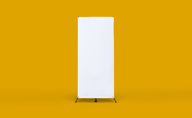 X-stand banner for training or promotional presentation. Blank template, empty banner display for...