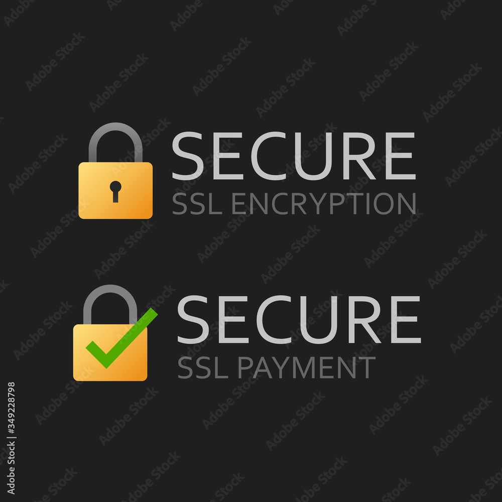 Poster ssl secure certificate icon or safe encrypted payment vector symbol flat cartoon on isolated dark ba
