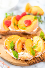 Peach ricotta toast