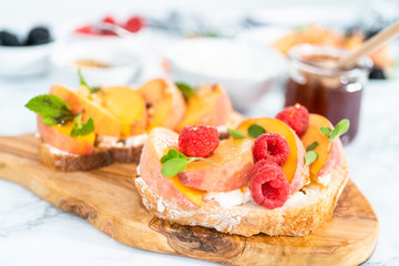 Peach ricotta toast