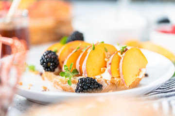 Peach ricotta toast