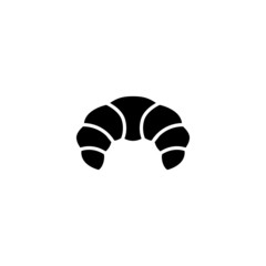 Croissant vector icon in black solid flat design icon isolated on white background