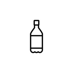 Plastic water bottle vector icon in linear, outline icon isolated on white background