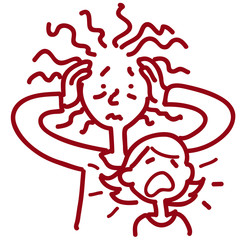 mother is upset while the little daughter cries loudly