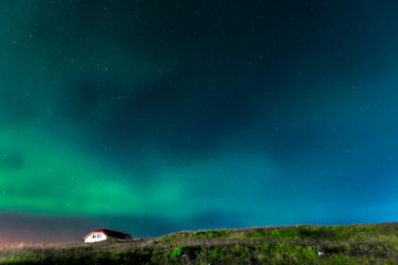 Beautiful northern lights on the Reykjanes peninsula in southern Iceland