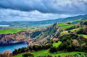 Fototapeta na wymiar San Miguel Island. Azores. Beautiful landscape with green cliffs.