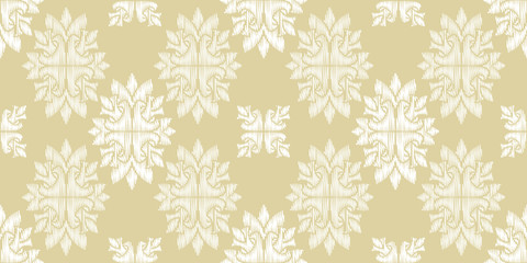 Flower damask ornate seamless pattern. Vector surface design for fabric, apparel textile, book, interior, wallpaper