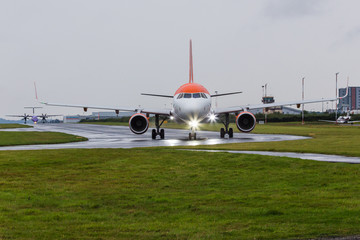 Airliners taxing for take off - 349231990