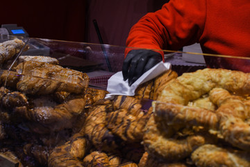 Bavarian authentic pretzels for Oktoberfest or Autumn Fest, Christmas.German, Austrian salted brezel