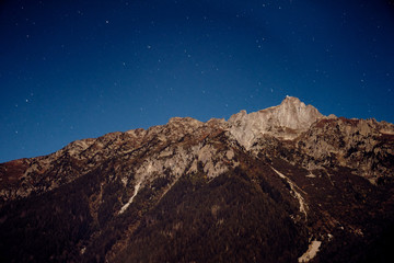 Chamonix, Alps, France.  Night mountain landscape.