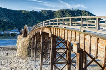 Peel and stick wall murals Kintai Bridge Kintai Bridge (Kintaikyo) Famous Arch bridge (Brocade Sash Bridge) and Panorama Iwakuni Landmark Cityscape Skyline, Hiroshima, Yamaguchi, Japan