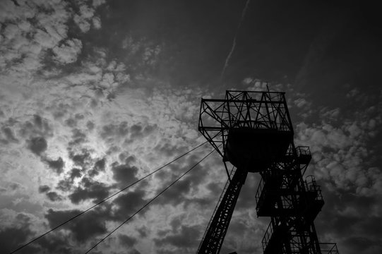 Coal Mine In Silesia District In Poland And Clouds 