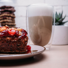 chocolate cake with coffee