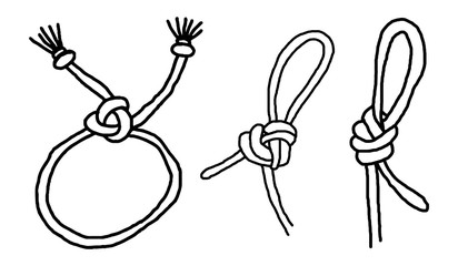 Rope Knots Set, Hand Drawn Decorative elements, Vector illustrations