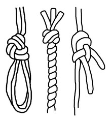 Rope Knots Set, Hand Drawn Decorative elements, Vector illustrations