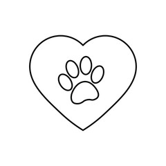 animal foot print icon in a heart 