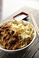 Bowl of rice and fried chicken