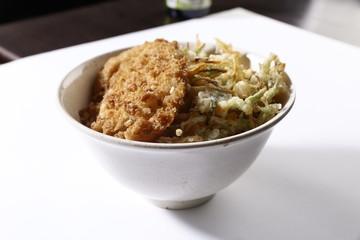 Rice in a bowl with chicken
