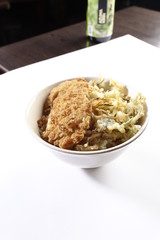 Rice in a bowl with chicken