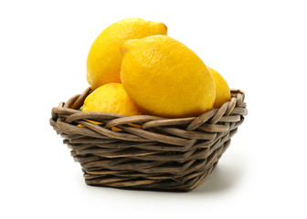 Ripe lemons on white background