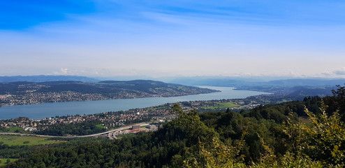 Fototapeta na wymiar Lake Zurich seen from Uetliberg