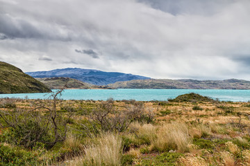 Panorama of Chilean Torres del Paine National Park in Patagonia, Chile