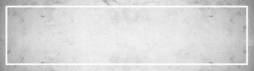 White rectangle frame isolated on white gray stone concrete blackboard chalkboard texture background panorama banner long, with space for text 