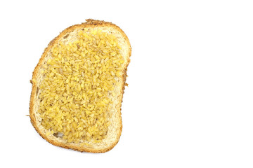 Bread sandwich with raw bulgur. The concept of vegan