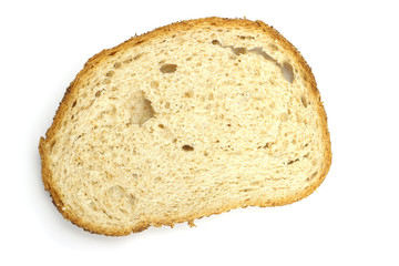A piece of bread is isolated on a white background