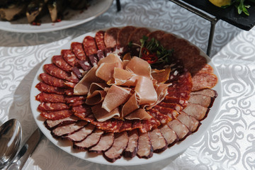 food, salad, dinner, meal, plate, restaurant, fish, table, vegetable, meat, appetizer, dish, healthy, gourmet, lunch, salmon, cuisine, seafood, fresh, cheese, delicious, buffet, lettuce, snack, bread