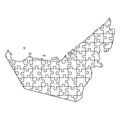 United Arab Emirates map from black pattern from composed puzzles. Vector illustration.