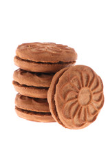 Chocolate chip cookies isolated on white background. Sweet biscuits. Homemade pastry.