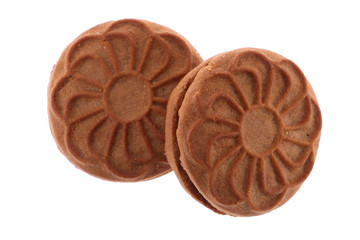 Chocolate chip cookies isolated on white background. Sweet biscuits. Homemade pastry.