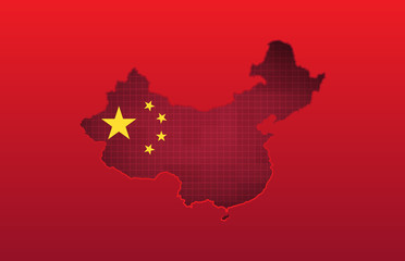 abstract background technology of china flag and red china map