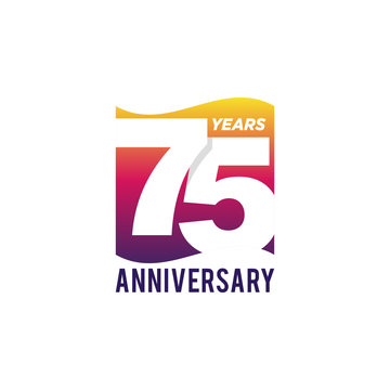75 Years Anniversary Celebration Icon Vector Logo Design Template. Gradient Flag Style.