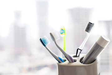 Toothbrushes Dental and healthcare concept.