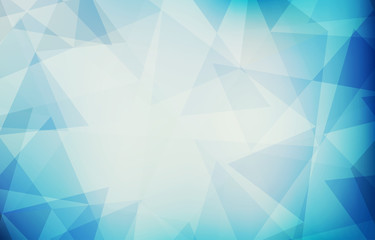 Bluish background textured by translucent triangles. Vector graphics