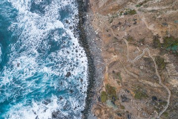 Playa de Benijo black sand beachTenerife Canary Islands Canaries  Spain aerial drone view