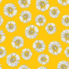 Fresh spring vector pattern with blooming dandelion flowers