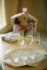 glasses of champagne on table