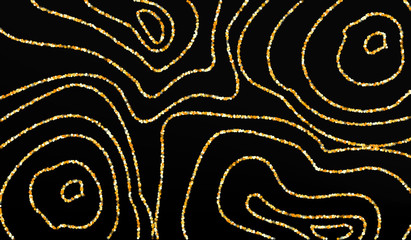 Gold Confetti Luxury Black Background. Vector 